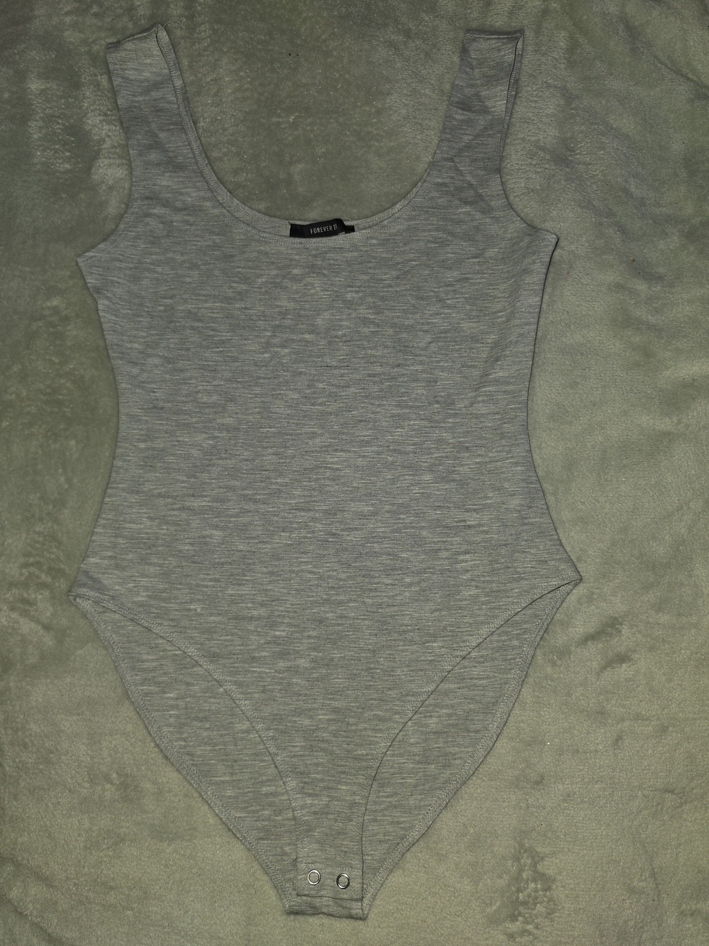 Forever 21 Light Gray Scoop Neck Bodysuit